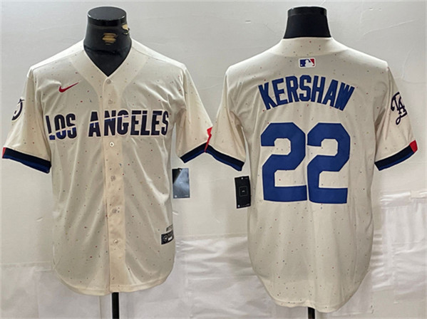 Los Angeles Dodgers #22 Clayton Kershaw Cream Stitched Jersey